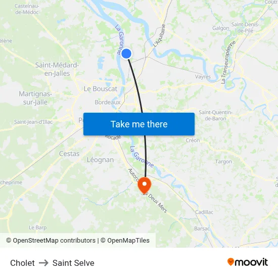 Cholet to Saint Selve map