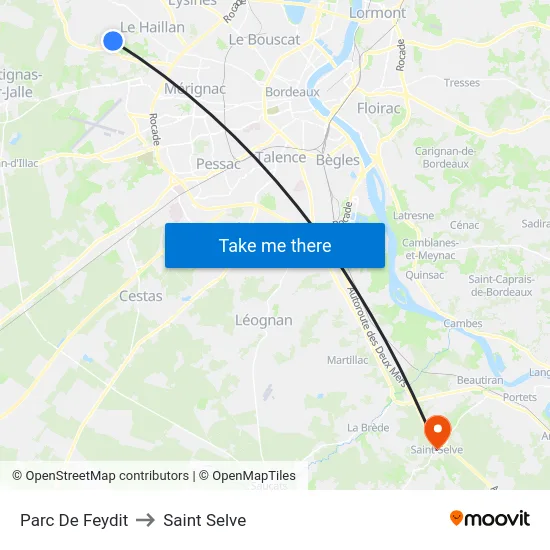 Parc De Feydit to Saint Selve map