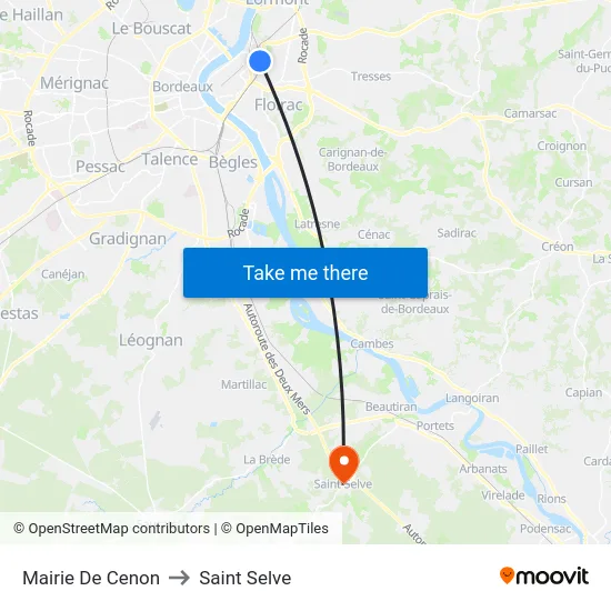Mairie De Cenon to Saint Selve map