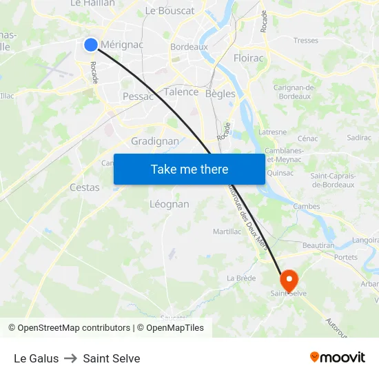 Le Galus to Saint Selve map