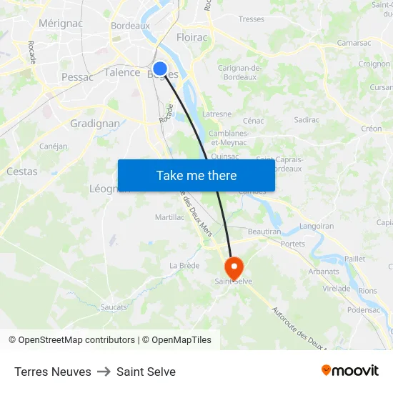 Terres Neuves to Saint Selve map