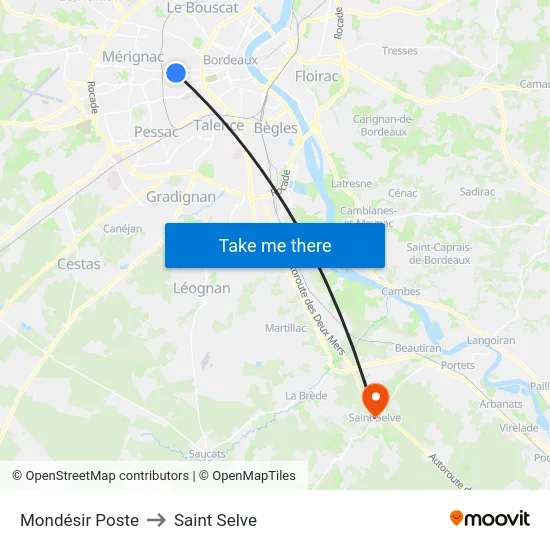 Mondésir Poste to Saint Selve map