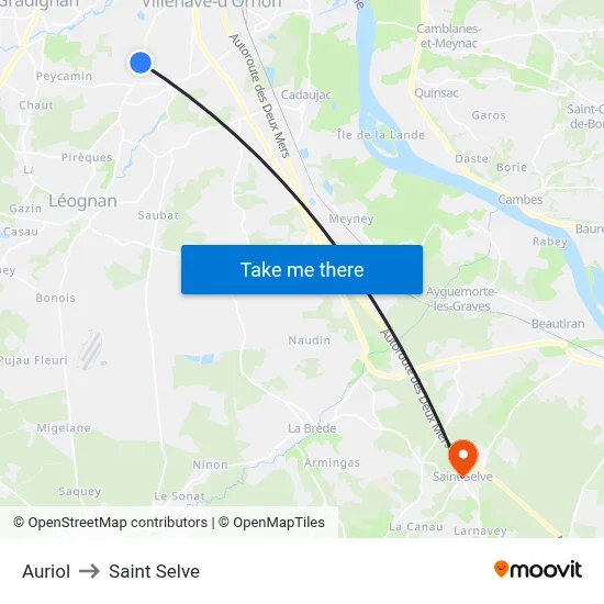 Auriol to Saint Selve map
