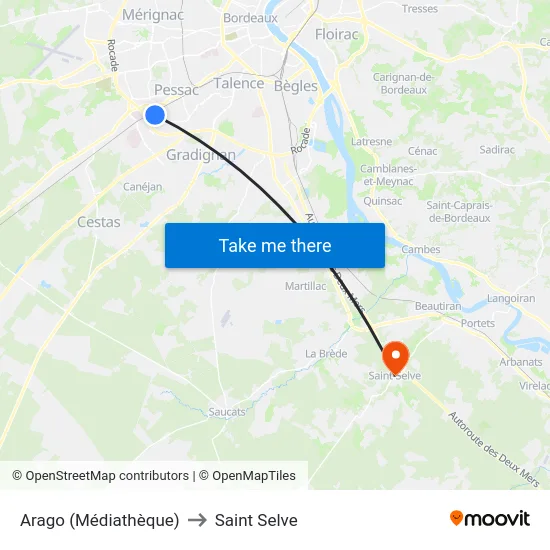 Arago (Médiathèque) to Saint Selve map