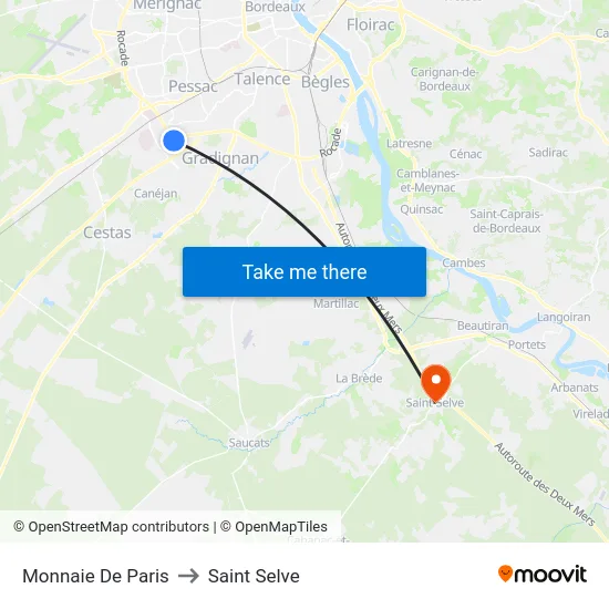 Monnaie De Paris to Saint Selve map