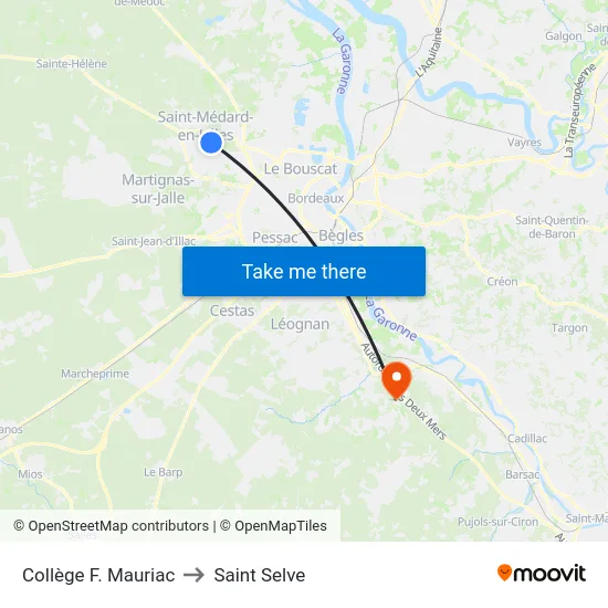 Collège F. Mauriac to Saint Selve map