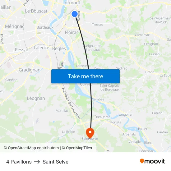 4 Pavillons to Saint Selve map