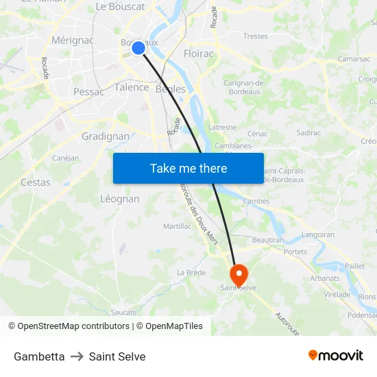 Gambetta to Saint Selve map