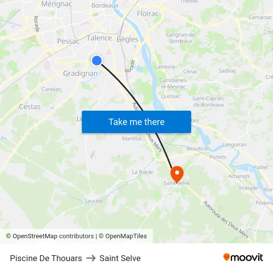 Piscine De Thouars to Saint Selve map