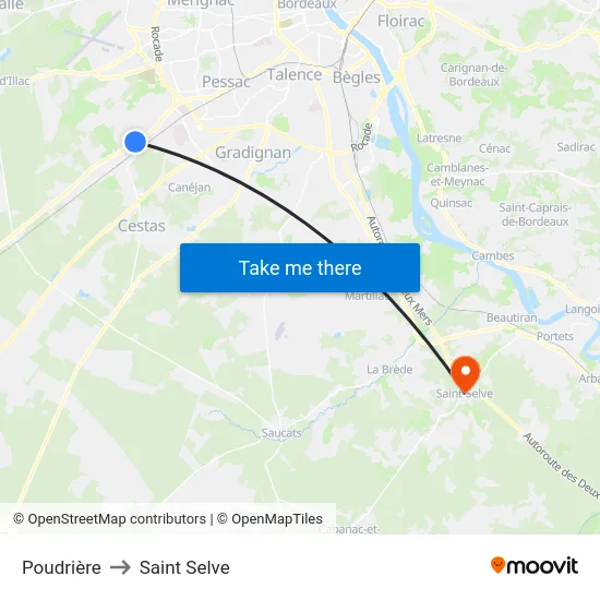 Poudrière to Saint Selve map
