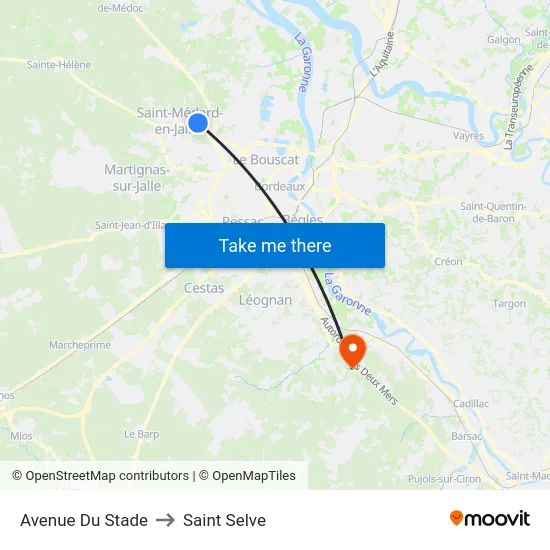 Avenue Du Stade to Saint Selve map