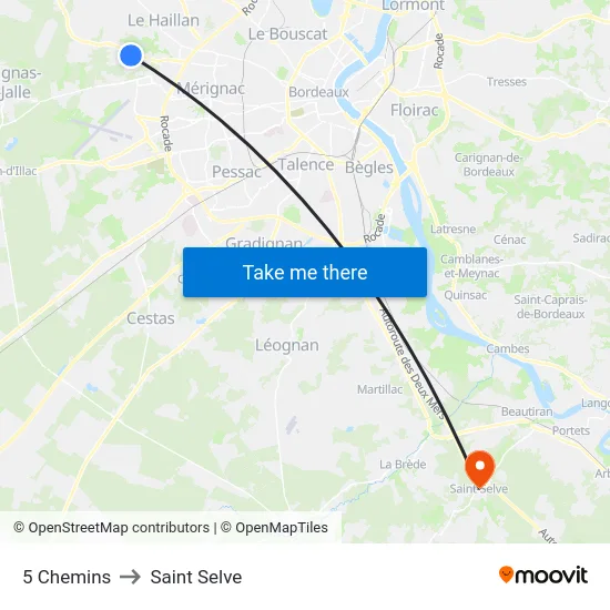 5 Chemins to Saint Selve map