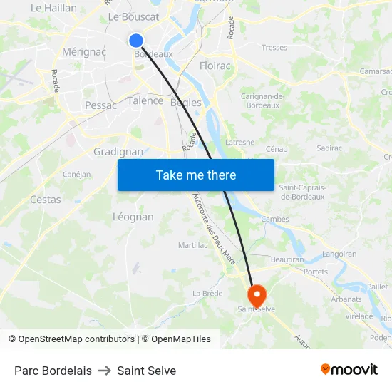 Parc Bordelais to Saint Selve map