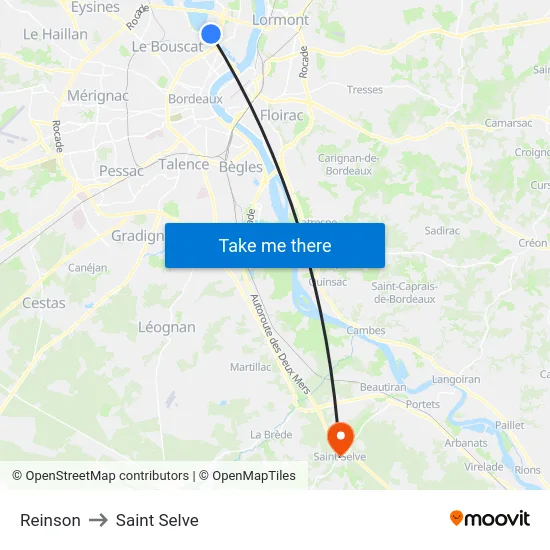 Reinson to Saint Selve map
