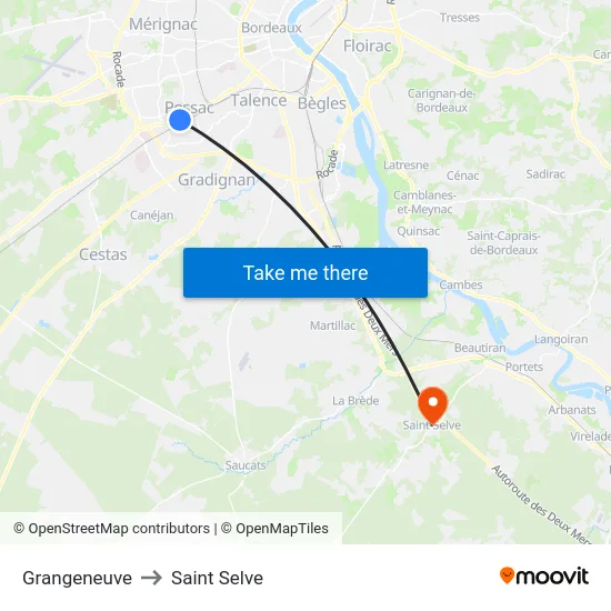 Grangeneuve to Saint Selve map
