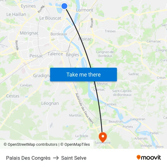 Palais Des Congrès to Saint Selve map