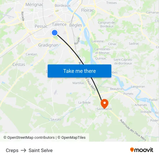 Creps to Saint Selve map