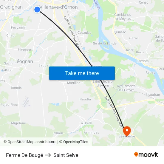 Ferme De Baugé to Saint Selve map