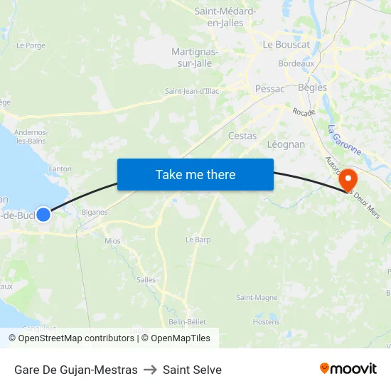 Gare De Gujan-Mestras to Saint Selve map