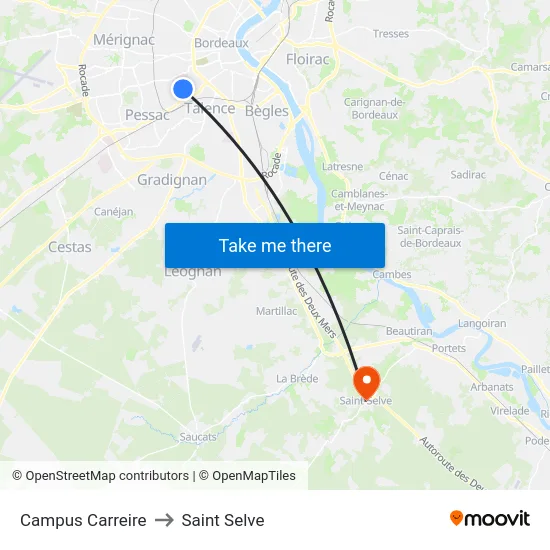 Campus Carreire to Saint Selve map