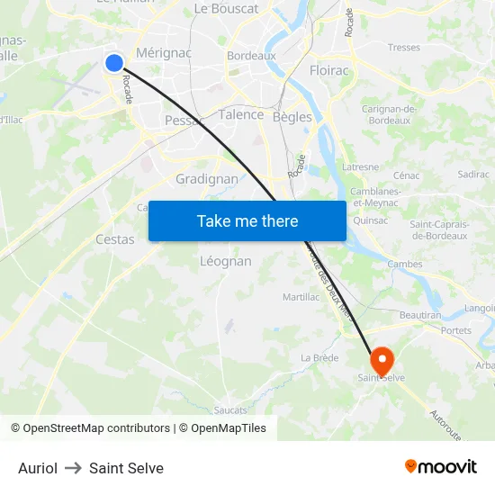 Auriol to Saint Selve map