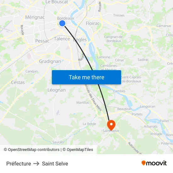 Préfecture to Saint Selve map