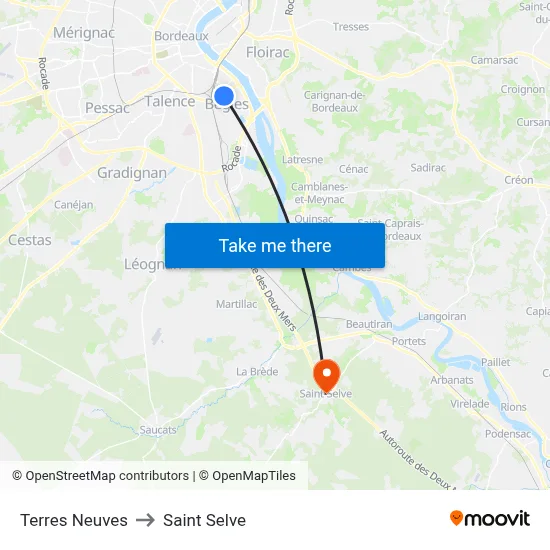 Terres Neuves to Saint Selve map