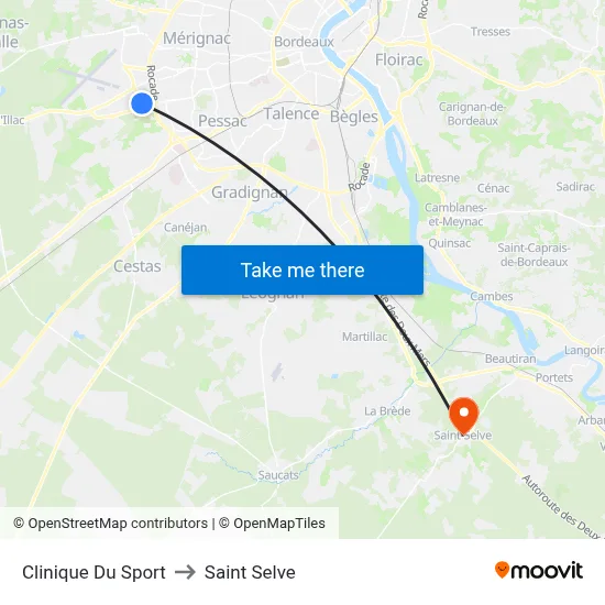 Clinique Du Sport to Saint Selve map