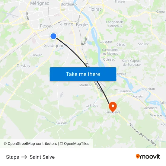 Staps to Saint Selve map