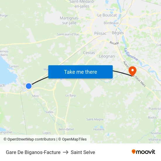 Gare De Biganos-Facture to Saint Selve map