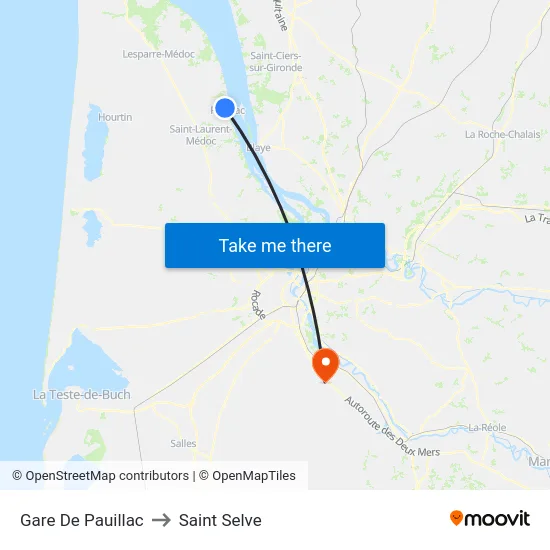 Gare De Pauillac to Saint Selve map