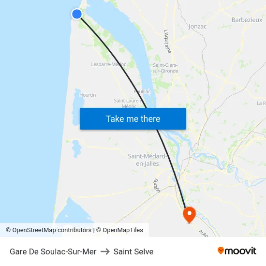 Gare De Soulac-Sur-Mer to Saint Selve map