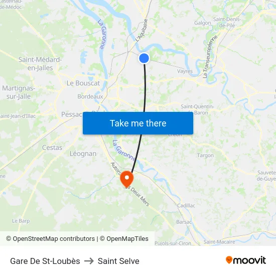 Gare De St-Loubès to Saint Selve map