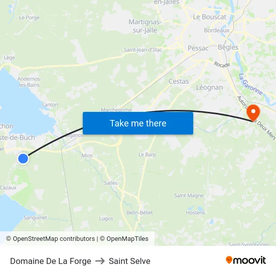 Domaine De La Forge to Saint Selve map