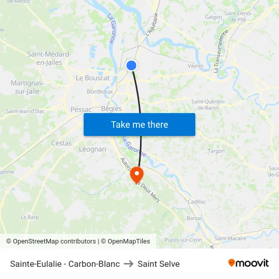 Sainte-Eulalie - Carbon-Blanc to Saint Selve map