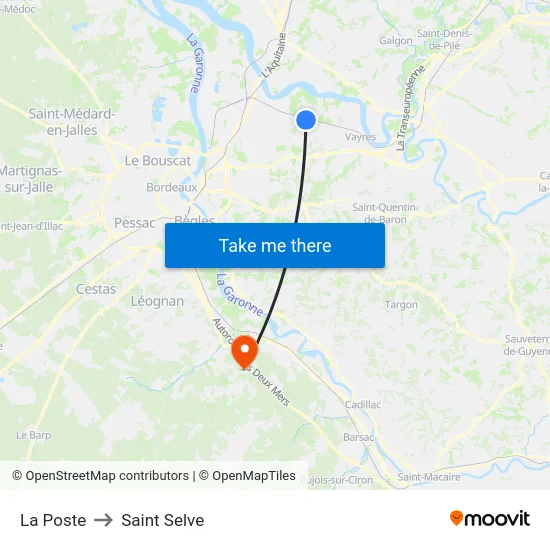 La Poste to Saint Selve map