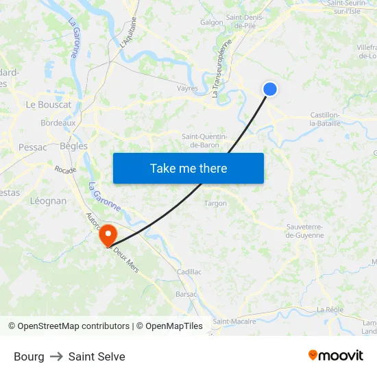 Bourg to Saint Selve map
