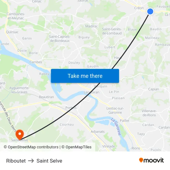 Riboutet to Saint Selve map