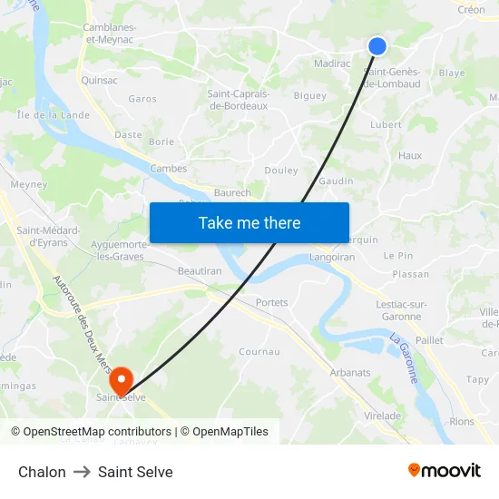 Chalon to Saint Selve map