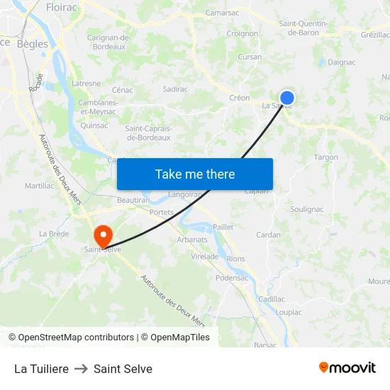 La Tuiliere to Saint Selve map