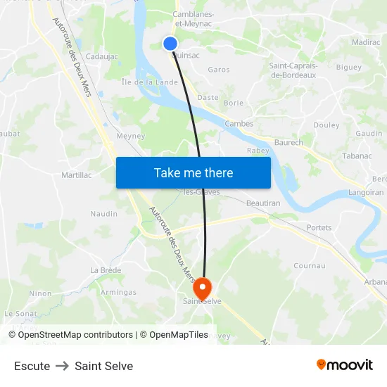 Escute to Saint Selve map