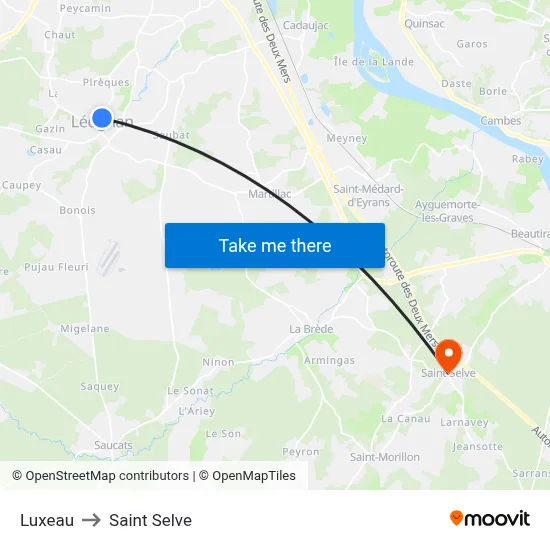 Luxeau to Saint Selve map
