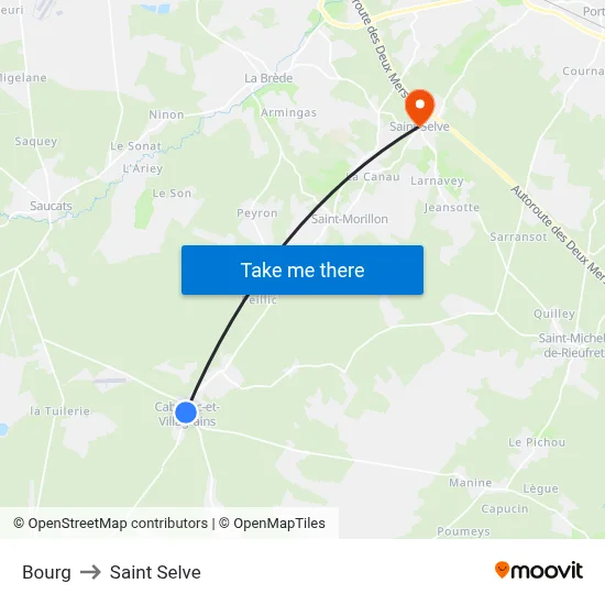 Bourg to Saint Selve map