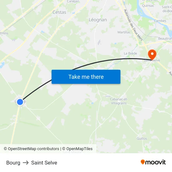 Bourg to Saint Selve map