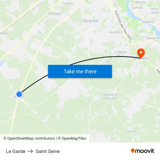 Le Garde to Saint Selve map