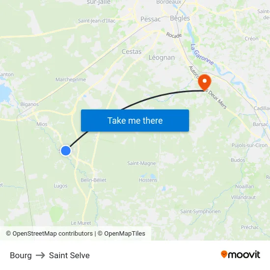 Bourg to Saint Selve map