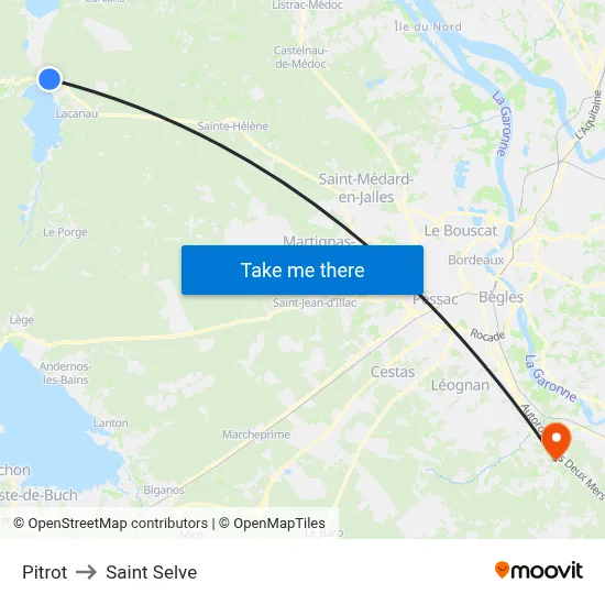 Pitrot to Saint Selve map