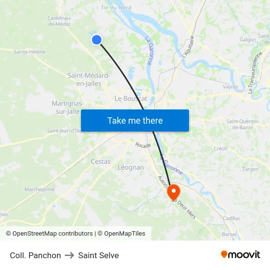 Coll. Panchon to Saint Selve map