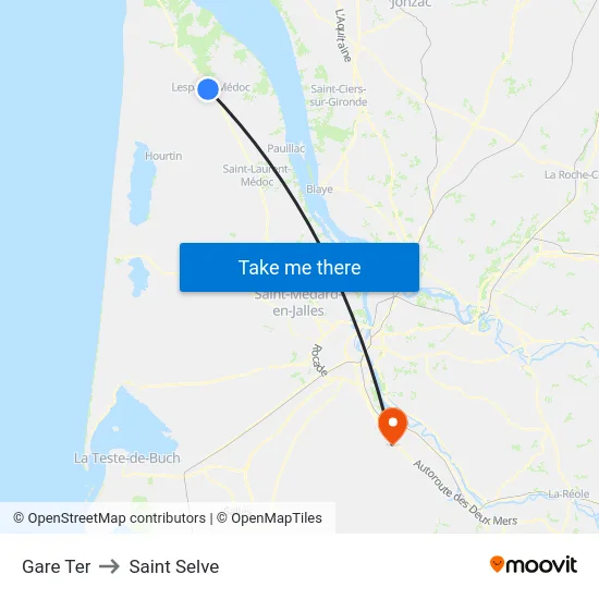 Gare Ter to Saint Selve map