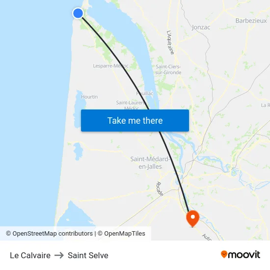 Le Calvaire to Saint Selve map